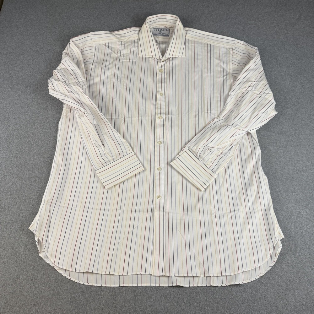 Charles Tyrwhitt Ivory Classic Stripe Dress Shirt 17/35 Cotton Jermyn Street